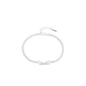 Unwritten Cubic Zirconia Initial Link Bracelet in Silver plated 7”+1” Initial K